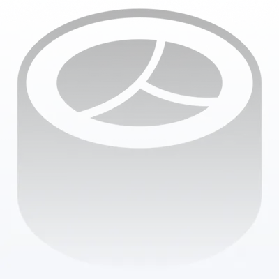 Stylized 3D graphic of a sushi roll with three inner sections, shaded in grayscale on a white background.