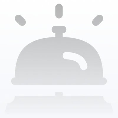 Gray hotel service bell icon with three sound lines above it on a light background.