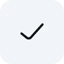 Black check mark symbol on a white square background.