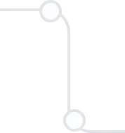 Minimalist graphic of two diagonal gray corner lines connected by a vertical line with white circles at ends.