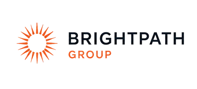 BrightPath Group logo with an orange circular sunburst icon.