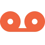 Icon of an orange voicemail tape reel with two circular spools connected by a curved base.